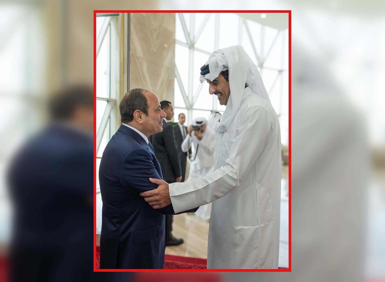 أمير قطر تميم بن حمد يستقبل الرئيس المصري عبدالفتاح السيسي في العاصمة القطرية الدوحة
