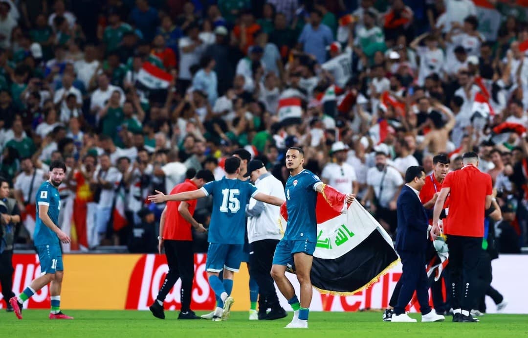 لاعب العراق علي الحمادي يحتفل بعد الفوز على بوليفيا لوالتأهل لكأس العالم لكرة القدم في مونتيري بالمكسيك يوم 31 مارس 2026. رويترز