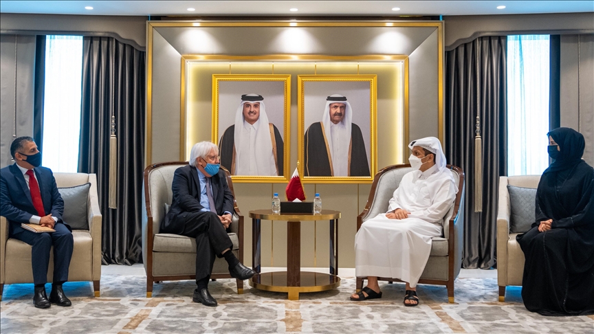 وزير خارجية قطر يبحث مع غريفيث الأوضاع الإنسانية بأفغانستان