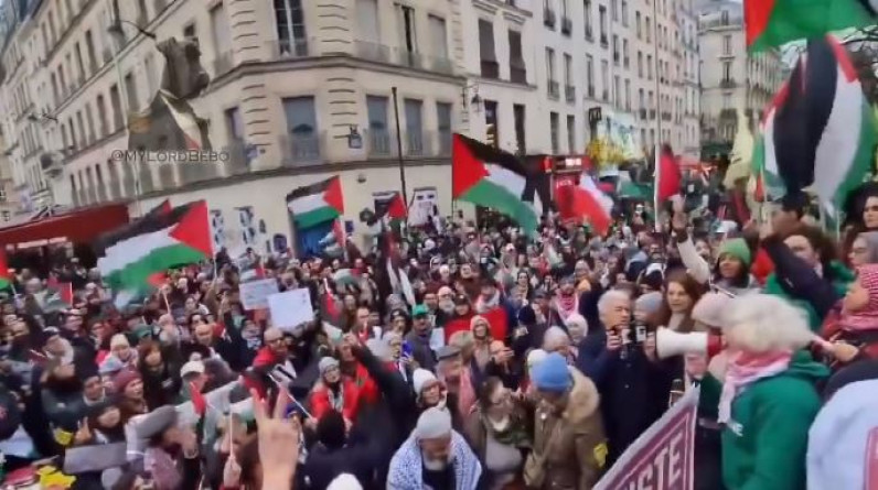 الآلاف يتظاهرون في العاصمة الفرنسية: «عاشت مقاومة الشعب الفلسطيني» (فيديو)