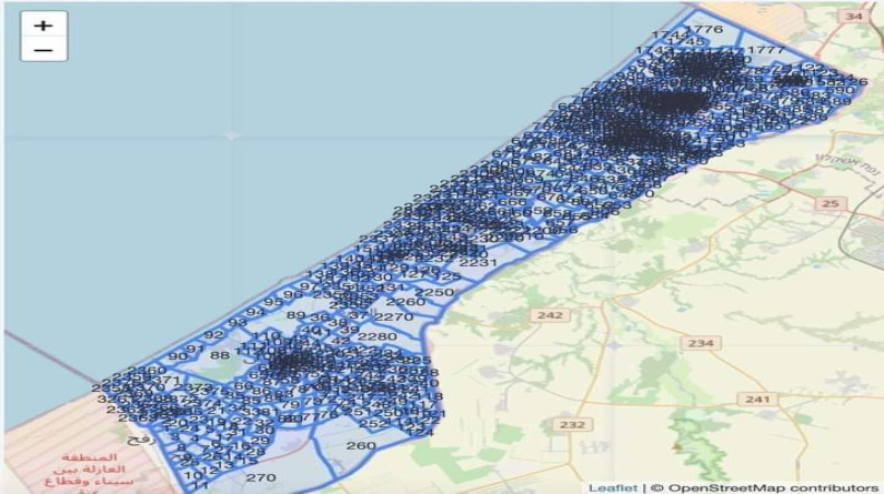 ضمن خطة التهجير.. الاحتلال ينشر خريطة جديدة لغزة تقسمها إلى 2300 مربع سكني