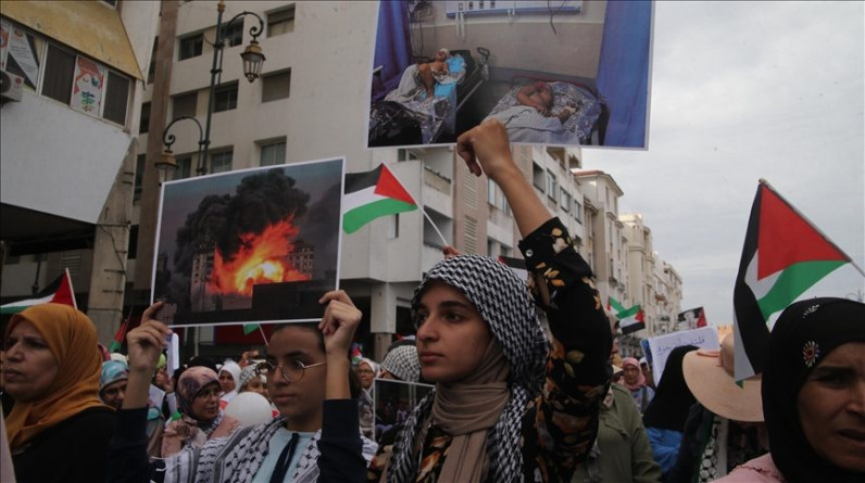 "أوقفوا الهولوكوست بغزة".. مغاربة يطالبون بدخول المساعدات الإنسانية