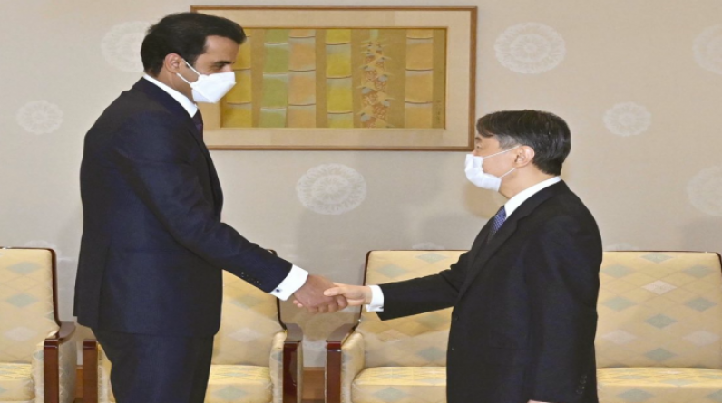 امبراطور اليابان يستقبل أمير قطر في طوكيو